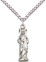 [5935SS/24SS] Sterling Silver Sacred Heart Pendant on a 24 inch Sterling Silver Heavy Curb chain
