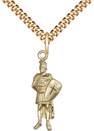 [5936GF/24G] 14kt Gold Filled Saint Florian Pendant on a 24 inch Gold Plate Heavy Curb chain