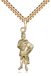 [5936GF/24G] 14kt Gold Filled Saint Florian Pendant on a 24 inch Gold Plate Heavy Curb chain