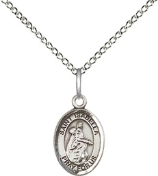 [9250SS/18SS] Sterling Silver Saint Isabella of Portugal Pendant on a 18 inch Sterling Silver Light Curb chain