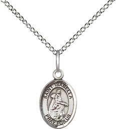 [9250SS/18SS] Sterling Silver Saint Isabella of Portugal Pendant on a 18 inch Sterling Silver Light Curb chain