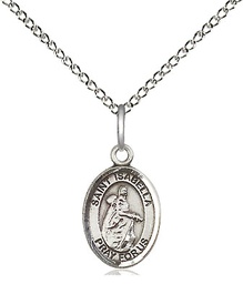 [9250SS/18SS] Sterling Silver Saint Isabella of Portugal Pendant on a 18 inch Sterling Silver Light Curb chain