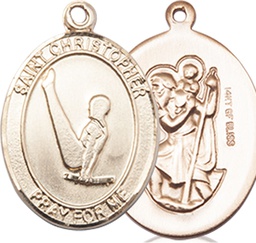 [8142GF] 14kt Gold Filled Saint Christopher Gymnastics Medal