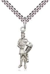 [5936SS/24S] Sterling Silver Saint Florian Pendant on a 24 inch Light Rhodium Heavy Curb chain