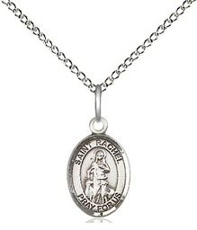 [9251SS/18SS] Sterling Silver Saint Rachel Pendant on a 18 inch Sterling Silver Light Curb chain