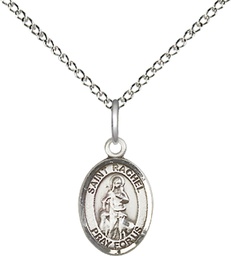 [9251SS/18SS] Sterling Silver Saint Rachel Pendant on a 18 inch Sterling Silver Light Curb chain