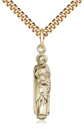 [5937GF/24G] 14kt Gold Filled Saint Joseph Pendant on a 24 inch Gold Plate Heavy Curb chain