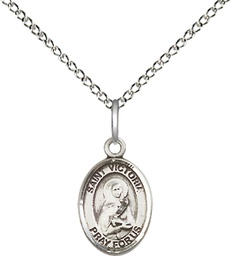 [9253SS/18SS] Sterling Silver Saint Victoria Pendant on a 18 inch Sterling Silver Light Curb chain