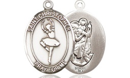 [8143SS] Sterling Silver Saint Christopher Dance Medal