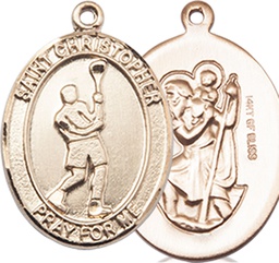 [8144GF] 14kt Gold Filled Saint Christopher Lacrosse Medal