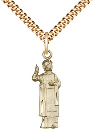 [5938GF/24G] 14kt Gold Filled Saint Stephen Pendant on a 24 inch Gold Plate Heavy Curb chain