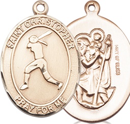 [8145GF] 14kt Gold Filled Saint Christopher Softball Medal