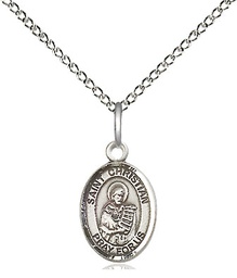 [9257SS/18SS] Sterling Silver Saint Christian Demosthenes Pendant on a 18 inch Sterling Silver Light Curb chain