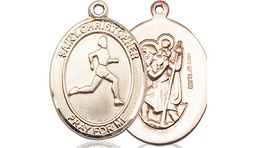 [8149GF] 14kt Gold Filled Saint Christopher Track&amp;Field Medal
