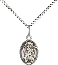 [9258SS/18SS] Sterling Silver Saint Isaiah Pendant on a 18 inch Sterling Silver Light Curb chain