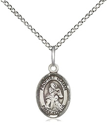 [9258SS/18SS] Sterling Silver Saint Isaiah Pendant on a 18 inch Sterling Silver Light Curb chain