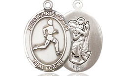 [8149SS] Sterling Silver Saint Christopher Track&amp;Field Medal
