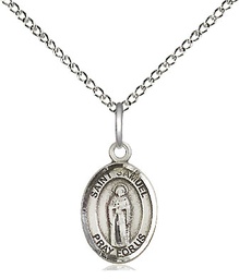 [9259SS/18SS] Sterling Silver Saint Samuel Pendant on a 18 inch Sterling Silver Light Curb chain