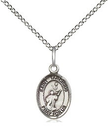 [9261SS/18SS] Sterling Silver Saint Tarcisius Pendant on a 18 inch Sterling Silver Light Curb chain