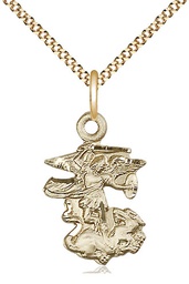 [5940GF/18G] 14kt Gold Filled Saint Michael the Archangel Pendant on a 18 inch Gold Plate Light Curb chain