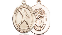 [8151GF] 14kt Gold Filled Saint Christopher Football Medal