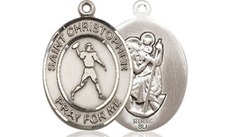 [8151SS] Sterling Silver Saint Christopher Football Medal