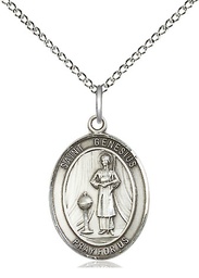 [8038SS/18SS] Sterling Silver Saint Genesius of Rome Pendant on a 18 inch Sterling Silver Light Curb chain