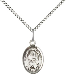 [9267SS/18SS] Sterling Silver Saint Julia Billiart Pendant on a 18 inch Sterling Silver Light Curb chain