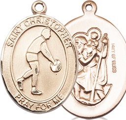 [8153GF] 14kt Gold Filled Saint Christopher Basketball Medal