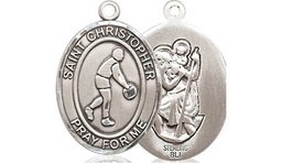 [8153SS] Sterling Silver Saint Christopher Basketball Medal