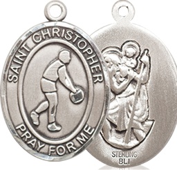 [8153SS] Sterling Silver Saint Christopher Basketball Medal