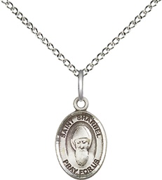 [9271SS/18SS] Sterling Silver Saint Sharbel Pendant on a 18 inch Sterling Silver Light Curb chain