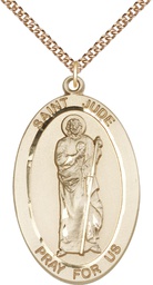 [5951GF/24GF] 14kt Gold Filled Saint Jude Pendant on a 24 inch Gold Filled Heavy Curb chain