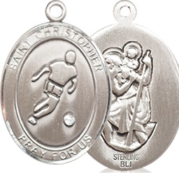 [8154SS] Sterling Silver Saint Christopher Soccer Medal