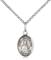 [9273SS/18SS] Sterling Silver Saint Wenceslaus Pendant on a 18 inch Sterling Silver Light Curb chain