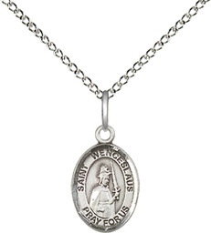 [9273SS/18SS] Sterling Silver Saint Wenceslaus Pendant on a 18 inch Sterling Silver Light Curb chain
