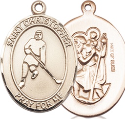 [8155GF] 14kt Gold Filled Saint Christopher Ice Hockey Medal