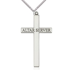 [5952SS/24SS] Sterling Silver Alter Server Cross Pendant on a 24 inch Sterling Silver Heavy Curb chain