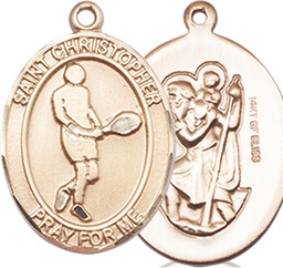 [8156GF] 14kt Gold Filled Saint Christopher Tennis Medal