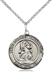 [8039RDSS/18SS] Sterling Silver Saint Gabriel the Archangel Pendant on a 18 inch Sterling Silver Light Curb chain