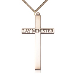 [5954GF/24GF] 14kt Gold Filled Lay Minister Cross Pendant on a 24 inch Gold Filled Heavy Curb chain