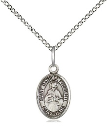 [9279SS/18SS] Sterling Silver Saint Gabriel Possenti Pendant on a 18 inch Sterling Silver Light Curb chain