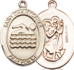 [8157GF] 14kt Gold Filled Saint Christopher Swimming Medal