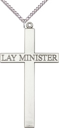 [5954SS/24SS] Sterling Silver Lay Minister Cross Pendant on a 24 inch Sterling Silver Heavy Curb chain