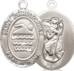 [8157SS] Sterling Silver Saint Christopher Swimming Medal