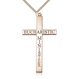 [5955GF/24GF] 14kt Gold Filled Eucharistic Minister Cross Pendant on a 24 inch Gold Filled Heavy Curb chain