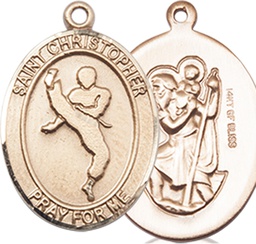 [8158GF] 14kt Gold Filled Saint Christopher Martial Arts Medal