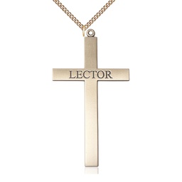 [5956GF/24GF] 14kt Gold Filled Lector Cross Pendant on a 24 inch Gold Filled Heavy Curb chain