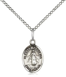 [9283SS/18SS] Sterling Silver Blessed Karolina Kozkowna Pendant on a 18 inch Sterling Silver Light Curb chain