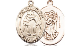 [8159GF] 14kt Gold Filled Saint Christopher Wrestling Medal